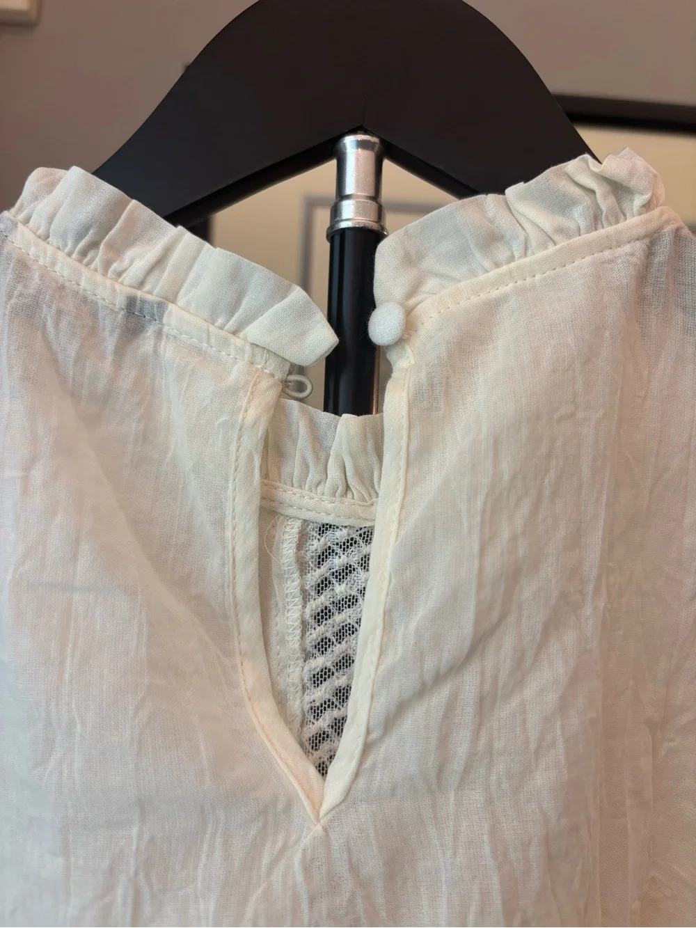 Zara Women's White Lace-Trim Puff Sleeve Blouse - Picture 3 of 4